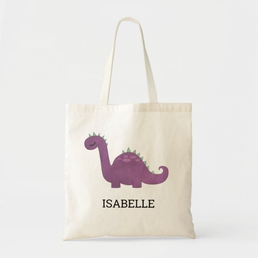Cute Paarse Dinosaur Persoonlijke Canvas tas (Voorkant)