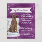 Cute Paarse Dog Walker Flyer met Swirls Banner (Voorkant)