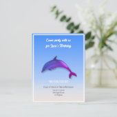 Cute paarse dolfijn - verjaardagsfeest kaart (Staand voorkant)