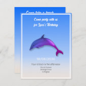 Cute paarse dolfijn - verjaardagsfeest kaart (Voorkant / Achterkant)