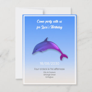 Cute paarse dolfijn - verjaardagsfeest kaart