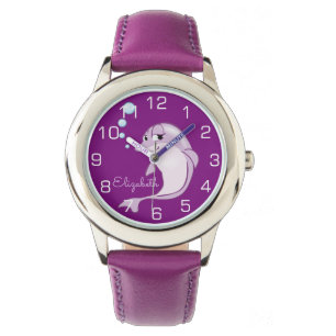 Cute Paarse Dolphin Personalized Horloge