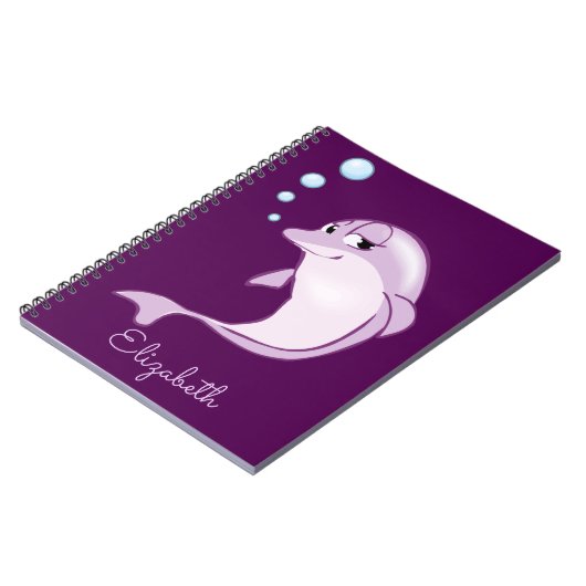 Cute Paarse Dolphin Personalized Notitieboek (Linkerzijde)