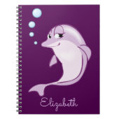 Cute Paarse Dolphin Personalized Notitieboek (Voorkant)
