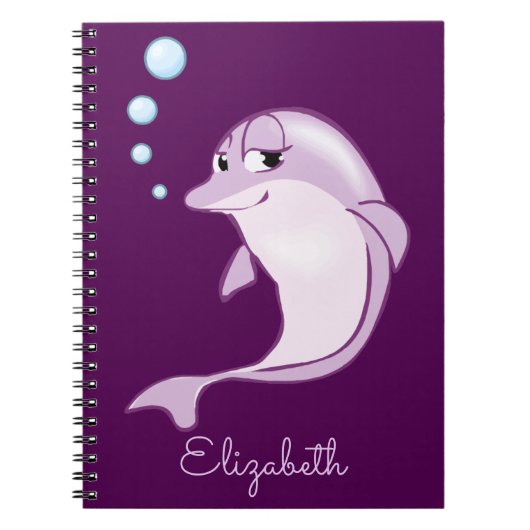 Cute Paarse Dolphin Personalized Notitieboek (Voorkant)