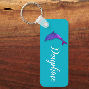 Cute paarse dolphin - voeg naam toe sleutelhanger