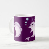 Cute Paarse Dolphins, op maat gesneden Koffiemok (Voorkant links)