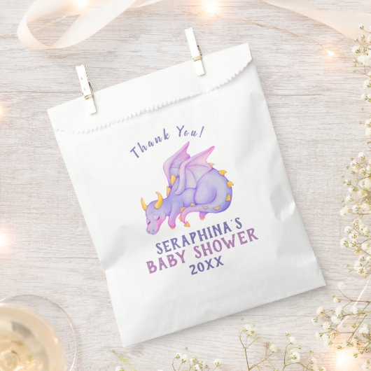 Cute Paarse Dragon Baby shower Favor Bags Bedankzakje (Geknipt)