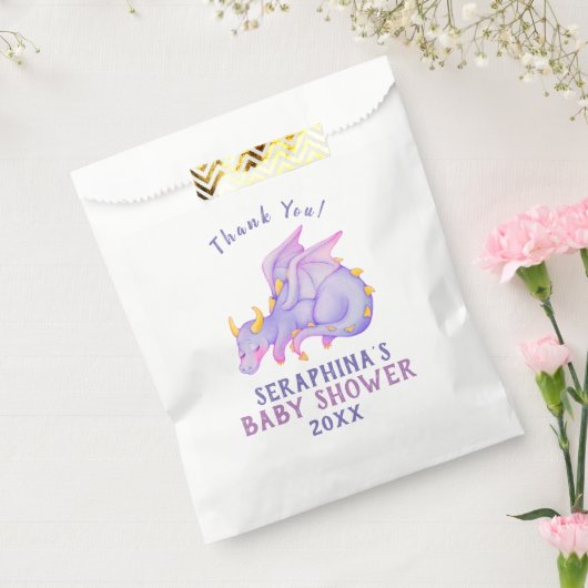 Cute Paarse Dragon Baby shower Favor Bags Bedankzakje (Gezegeld)