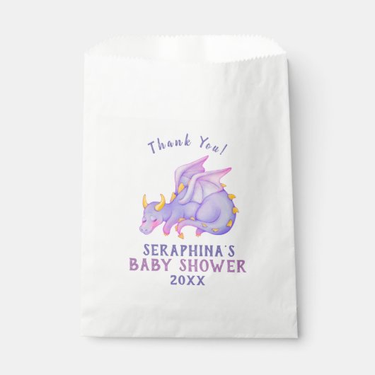 Cute Paarse Dragon Baby shower Favor Bags Bedankzakje (Voorkant)