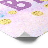 Cute Paarse Dragon Baby shower Poster (Hoek)