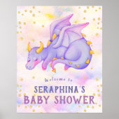 Cute Paarse Dragon Baby shower Poster (Voorkant)
