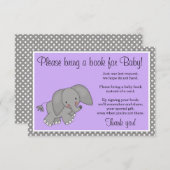 Cute Paarse Elephant Baby shower Book Request Informatiekaartje (Voorkant / Achterkant)
