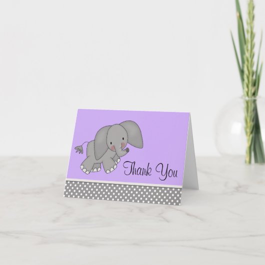 Cute Paarse Elephant Bedankt kaarten (Voorkant)
