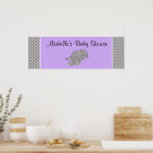 Cute Paarse Elephant Girl Baby shower Banner Poster (Keuken)