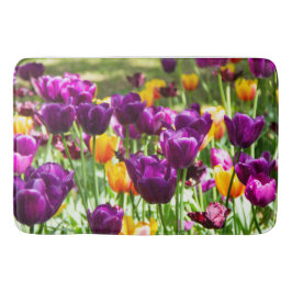 Cute paarse en gele tulpen badmat