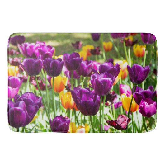 Cute paarse en gele tulpen badmat (Voorkant)