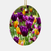 Cute paarse en gele tulpen keramisch ornament (Rechts)
