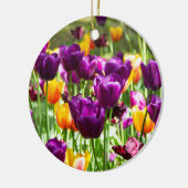 Cute paarse en gele tulpen keramisch ornament (Links)