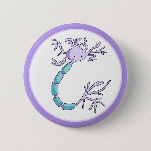 Cute Paarse en Green Neuron Cell geïllustreerd Ronde Button 5,7 Cm (Voorkant)