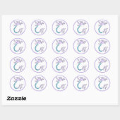 Cute Paarse en Green Neuron Cell geïllustreerd Ronde Sticker (Vel)