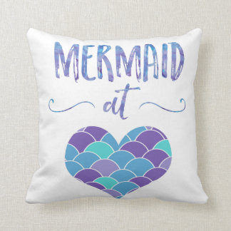 Cute Paarse en Turquoise Zeemeermin in Hart Worp K Kussen