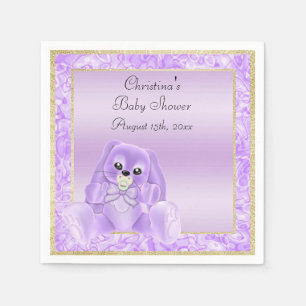 Cute Paarse Flaporen Konijn Baby Shower Servet