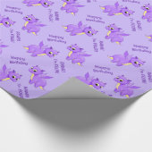 Cute Paarse Flying Baby Dragon Cadeaupapier (Hoek)