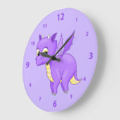 Cute Paarse Flying Baby Dragon Grote Klok (Hoek)