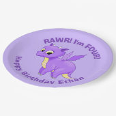 Cute Paarse Flying Baby Dragon Papieren Bordje (Gekanteld)