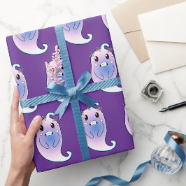 Cute Paarse Geest Halloween Cadeauverpakkings Papi Cadeaupapier