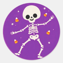 Cute Paarse Gelukkig Halloween Skelet Stickers