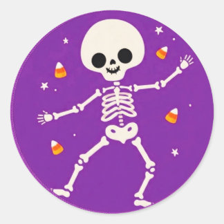 Cute Paarse Gelukkig Halloween Skelet Stickers