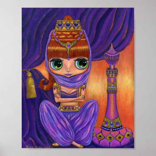 Cute Paarse Genie Girl Doll Magic Bottle Big Eyes Poster (Voorkant)