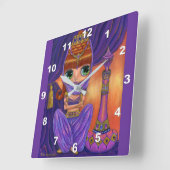 Cute Paarse Genie Girl Doll Magic Bottle Vierkante Klok (Hoek)