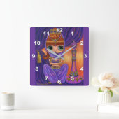 Cute Paarse Genie Girl Doll Magic Bottle Vierkante Klok (Huis)