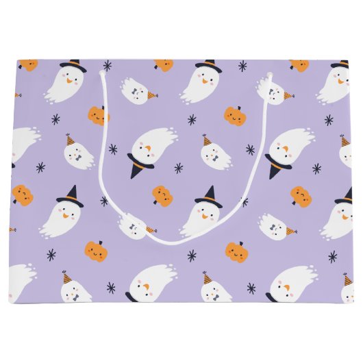 Cute Paarse Ghost en Pumpkin Groot Cadeauzakje (Voorkant)