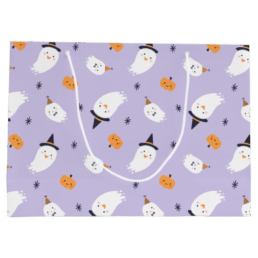 Cute Paarse Ghost en Pumpkin Groot Cadeauzakje (Achterkant)