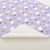 Cute Paarse Ghost en Pumpkin Sherpa Deken (3/4)