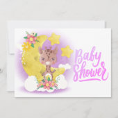 Cute Paarse Giraffe Baby shower Uitnodiging (Voorkant)