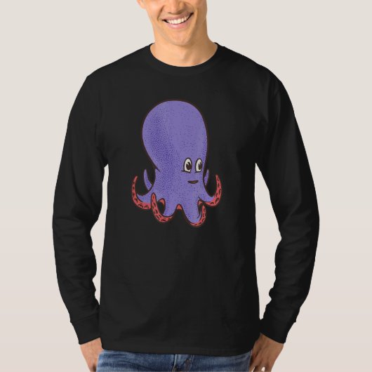 Cute Paarse glimlach octopus T-shirt (Voorkant)