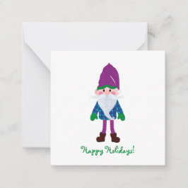 Cute Paarse Gnome Prettige feestdagen Mini Kerstmi Notitiekaartje