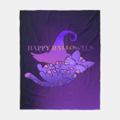 Cute Paarse Halloween Cat and Witch Pet Fleece Deken (Voorkant)