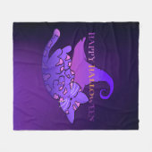 Cute Paarse Halloween Cat and Witch Pet Fleece Deken (Voorkant (Horizontaal))