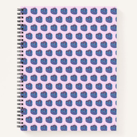 Cute Paarse Hart Cake Patroon Notitieboek (Voorkant)