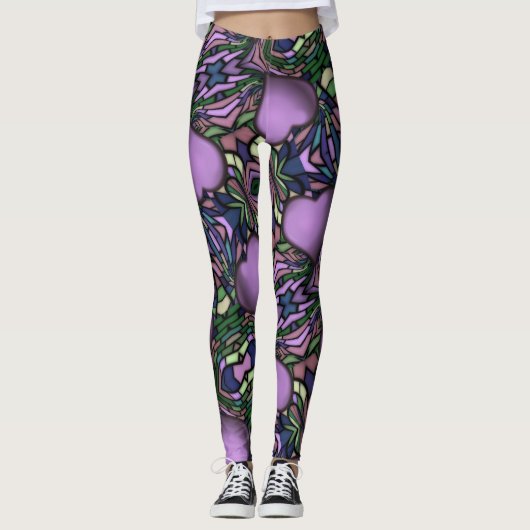 Cute Paarse Heart Leggings (Voorkant)