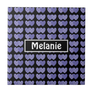 Cute Paarse Hearts Tegeltje