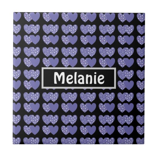 Cute Paarse Hearts Tegeltje (Voorkant)