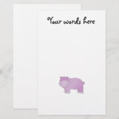 Cute paarse hippo briefpapier (Voorkant / Achterkant)