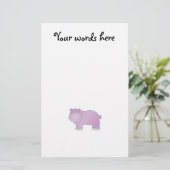 Cute paarse hippo briefpapier (Staand voorkant)